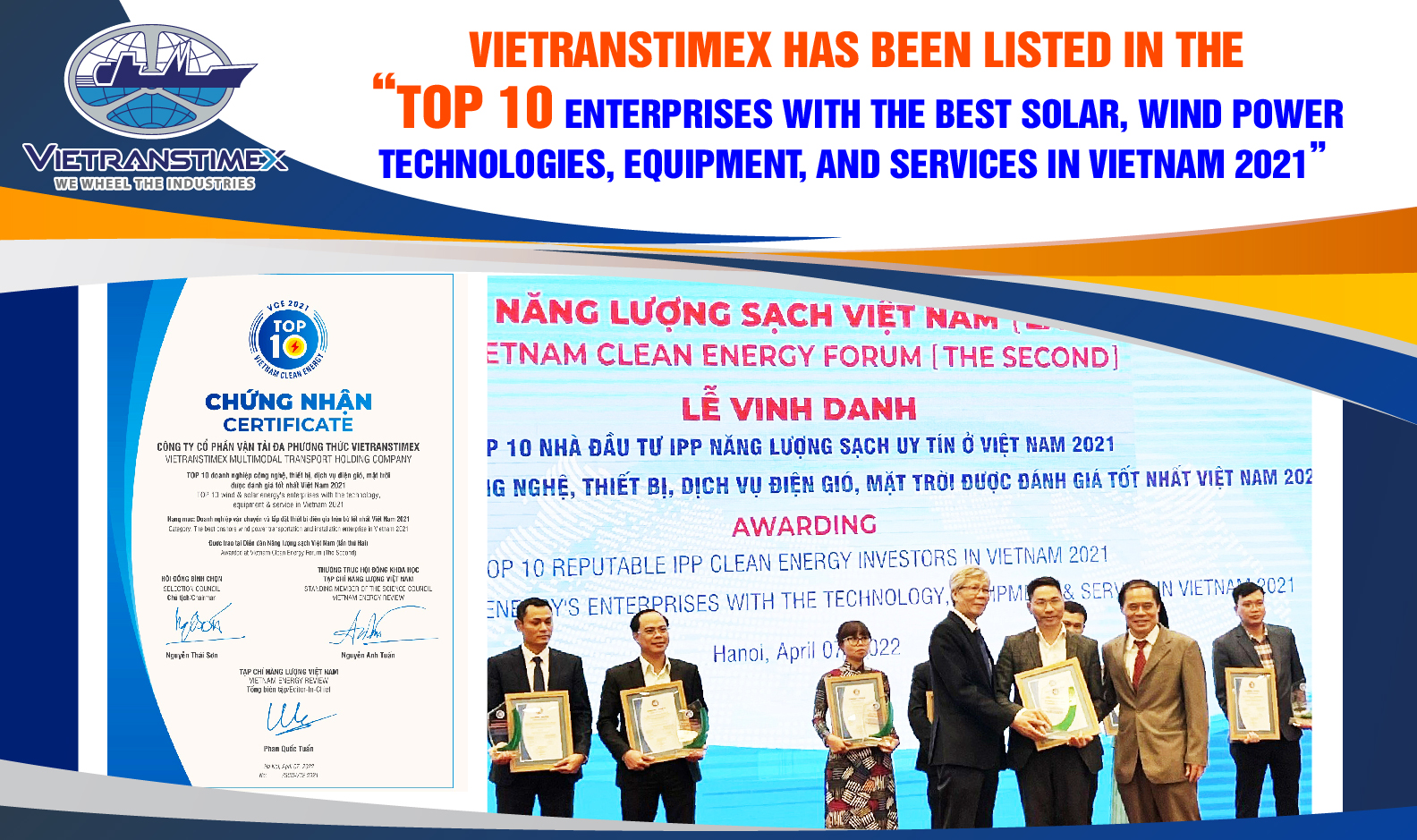 Vietranstimex Has Been Listed In The “TOP 10 Enterprises With The Best Solar, Wind Power Technologies, Equipment, And Services In Vietnam 2021”